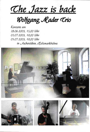 Flyer fr eine Veranstaltung des Wolfgang Mader Trios in Aschersleben